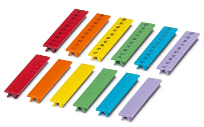 Phoenix Contact Zack marker strip; Strip; Orange; Labeled; Printed Horizontally: Sets of ten 10 - 100; Snap into tall marker groove; 5.2mm; Lettering field: 10.5 x 5.15mm